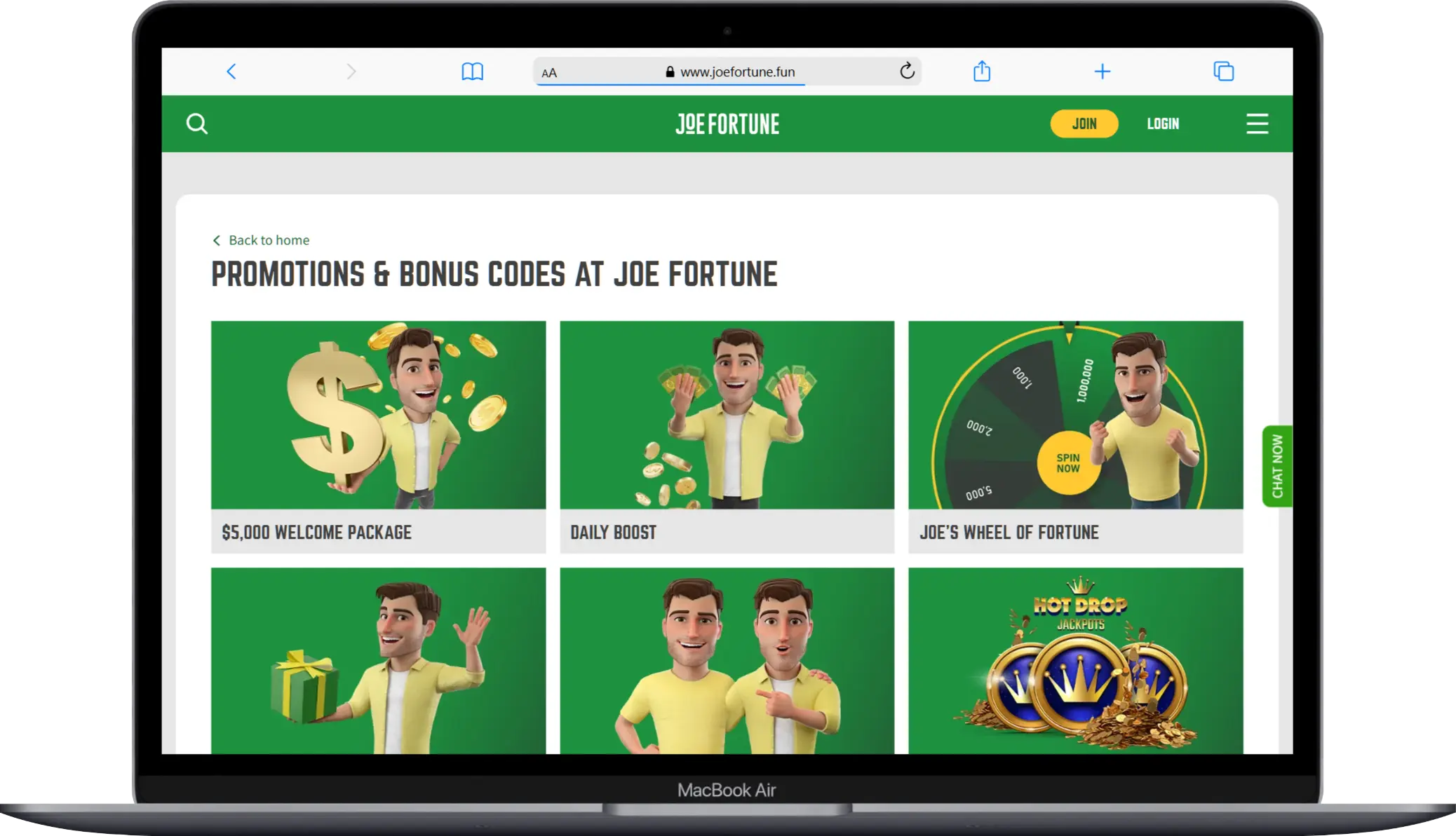 Bonuses at Joe Fortune Joe Fortune Casino Bonuses