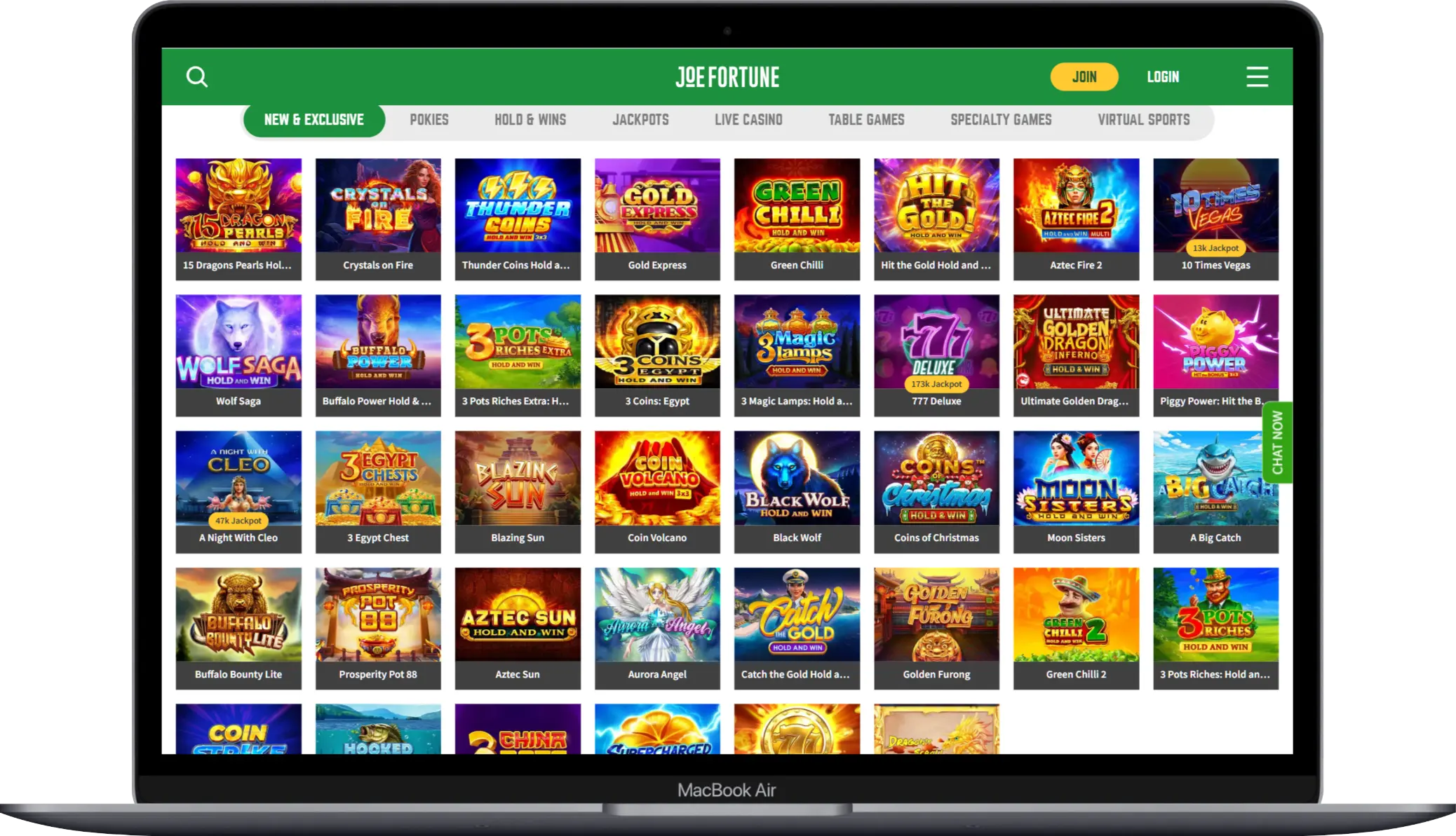 Games at Joe Fortune Joe Fortune Casino Games