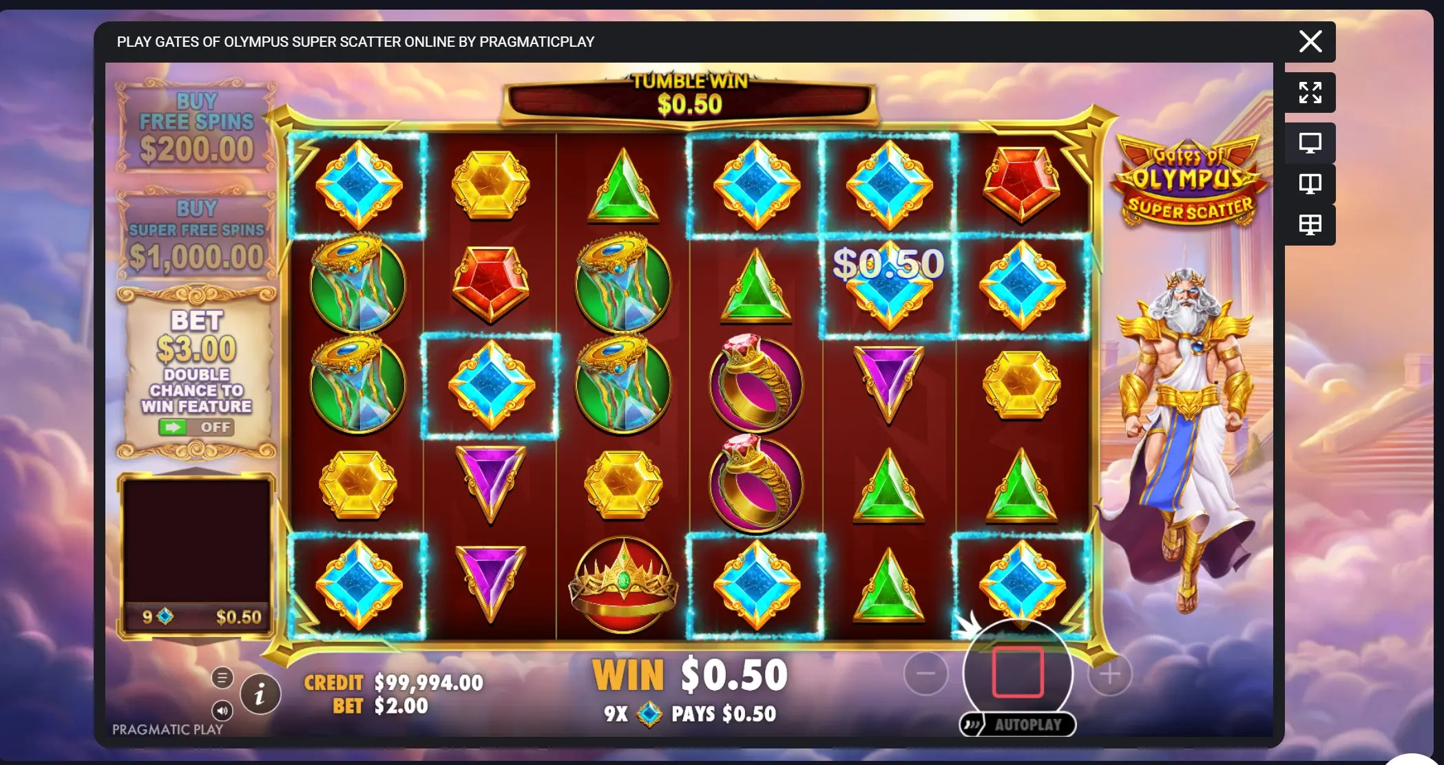 Gates of Olympus Slot at Woo Casino
