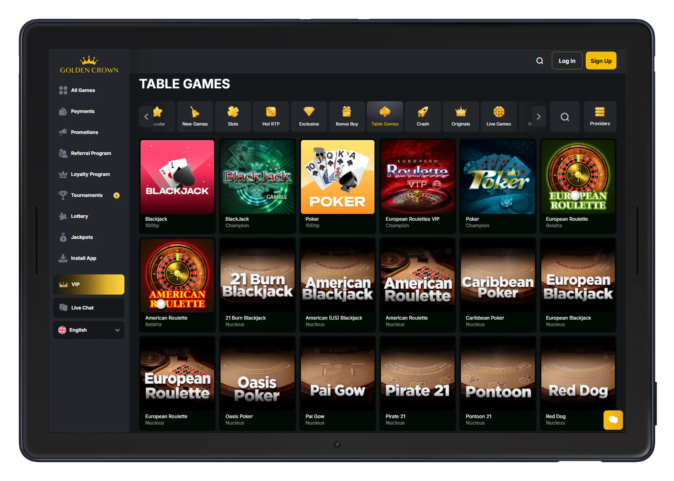 Golden Crown Casino Table Games